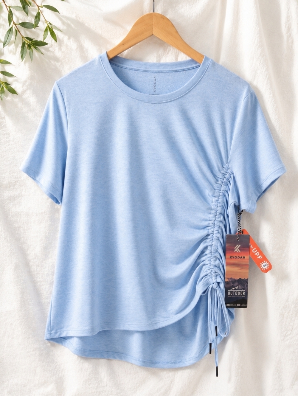 Kyodan Outdoor Collection Ruched Side Active Tee UPF 50 NWT XL Blue